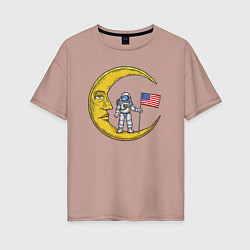 Женская футболка оверсайз USA on the moon