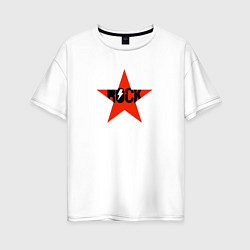 Женская футболка оверсайз Rock star red white