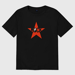Женская футболка оверсайз Rock star red white