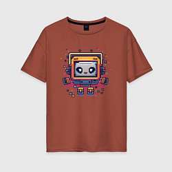 Женская футболка оверсайз Пиксель робот Мини