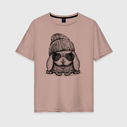 Женская футболка оверсайз Модный зайчишка