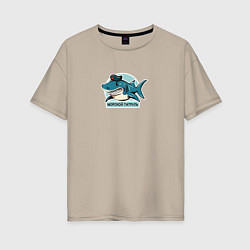 Женская футболка оверсайз Акула - морской патруль