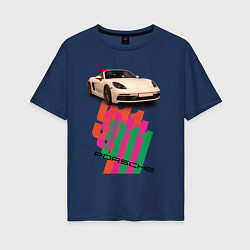 Женская футболка оверсайз Спортивный автомобиль Porsche 911 Turbo
