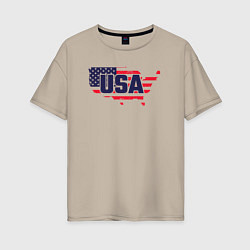 Женская футболка оверсайз Map USA