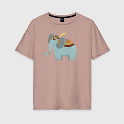 Футболка оверсайз женская Cute elephant, цвет: пыльно-розовый