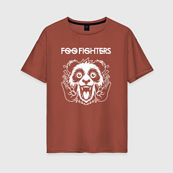 Футболка оверсайз женская Foo Fighters rock panda, цвет: кирпичный