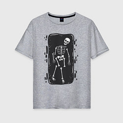 Женская футболка оверсайз Скелет в могиле