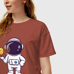 Футболка оверсайз женская Космонавт и планета, цвет: кирпичный — фото 2