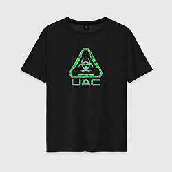 Футболка оверсайз женская UAC зелёный повреждённый, цвет: черный