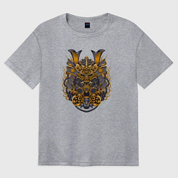 Футболка оверсайз женская Голова японского самурая, цвет: меланж