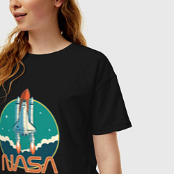 Футболка оверсайз женская NASA spaceship, цвет: черный — фото 2