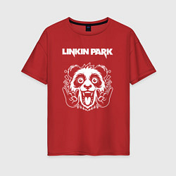 Футболка оверсайз женская Linkin Park rock panda, цвет: красный