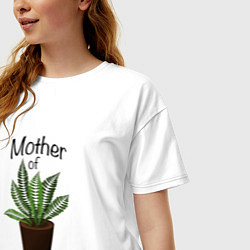 Футболка оверсайз женская Mother of plants - Папоротник, цвет: белый — фото 2