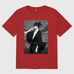 Футболка оверсайз женская Ято с катаной, цвет: красный