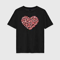 Женская футболка оверсайз Hearts love