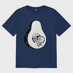 Футболка оверсайз женская Космонавт и авокадо, цвет: тёмно-синий