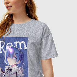 Футболка оверсайз женская Рем близняшка горничная, цвет: меланж — фото 2