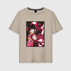 Женская футболка оверсайз Клинок рассекающий демонов Незуко demon slayer nez