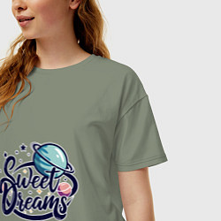 Футболка оверсайз женская Sweet dreams космос, цвет: авокадо — фото 2