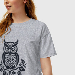 Футболка оверсайз женская Силуэт совы, цвет: меланж — фото 2