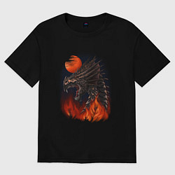 Женская футболка оверсайз Огненный дракон хамелеон