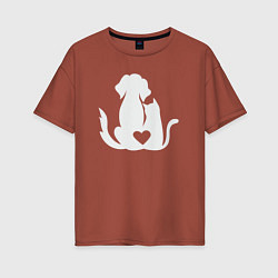 Женская футболка оверсайз Cats and dogs love