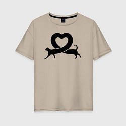 Женская футболка оверсайз Love cat
