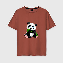 Футболка оверсайз женская Красивый медведь панда, цвет: кирпичный