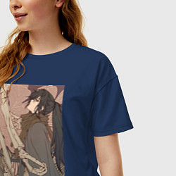Футболка оверсайз женская Усянь Вэй с катаной, цвет: тёмно-синий — фото 2