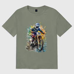 Футболка оверсайз женская Мотокросс, цвет: авокадо