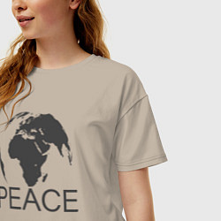 Футболка оверсайз женская Peace the world, цвет: миндальный — фото 2