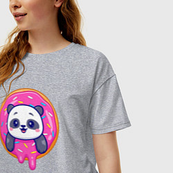 Футболка оверсайз женская Панда в пончике, цвет: меланж — фото 2