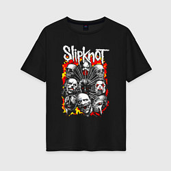 Футболка оверсайз женская Slipknot rock band, цвет: черный