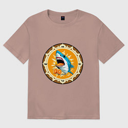 Футболка оверсайз женская Апельсиновый сюрприз от голубой акулы, цвет: пыльно-розовый