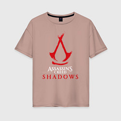 Футболка оверсайз женская Assassins creed shadows logo, цвет: пыльно-розовый