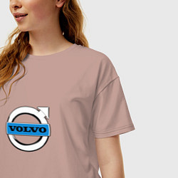 Футболка оверсайз женская Volvo logo, цвет: пыльно-розовый — фото 2