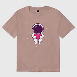 Футболка оверсайз женская Любовь в космосе, цвет: пыльно-розовый