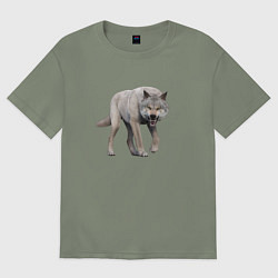 Футболка оверсайз женская Волк рычит, цвет: авокадо