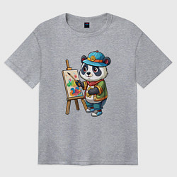 Женская футболка оверсайз Панда-художник