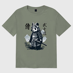 Футболка оверсайз женская Panda samurai - bushido ai art fantasy, цвет: авокадо
