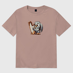 Футболка оверсайз женская Гарпия играет на арфе и поет, цвет: пыльно-розовый