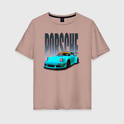 Женская футболка оверсайз Porsche 911 винтажный немецкий автомобиль