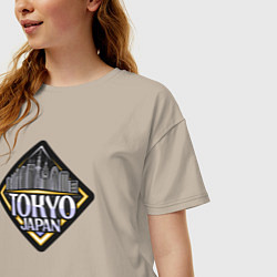 Футболка оверсайз женская Япония Токио, цвет: миндальный — фото 2