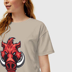 Футболка оверсайз женская Красный кабанчик, цвет: миндальный — фото 2