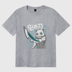 Футболка оверсайз женская Клинок, рассекающий демонов Инозука, цвет: меланж