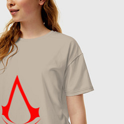 Футболка оверсайз женская Red logo of assassins, цвет: миндальный — фото 2