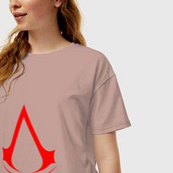 Футболка оверсайз женская Red logo of assassins, цвет: пыльно-розовый — фото 2