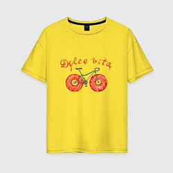 Женская футболка оверсайз Велосипед с пончиками - dolce vita