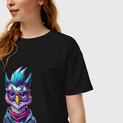 Футболка оверсайз женская Стильная сова, цвет: черный — фото 2