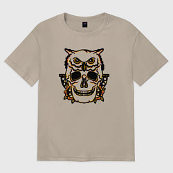 Футболка оверсайз женская Old school owl, цвет: миндальный
